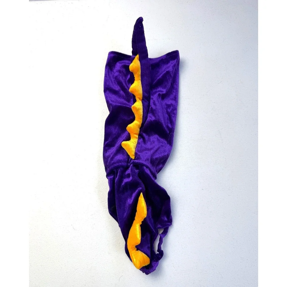 Pet Halloween Purple Dinosaur Costume Small Dog Cat Velvet Yellow Spikes Dragon